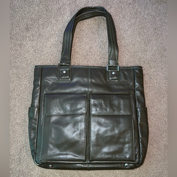 Danier Bags Danier Green Leather Laptop Bag Poshmark